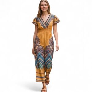 Romper Jumpsuit Wide Leg Flutter Sleeves Size Large‎